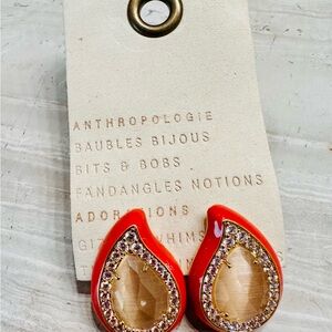 Anthropologie Vibrant Orange Teardrop Earrings